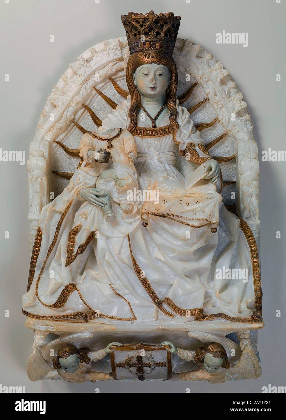 VIRGEN CON EL NIÑO EN EL TRONO - 1449 A 1500. AUTEUR: GIL DE SILOE. LIEU: MUSEO DEL PRADO-ESCULTURA. MADRID. ESPAGNE. Banque D'Images