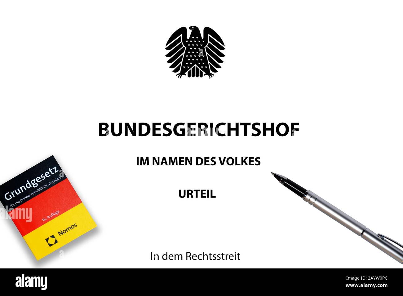 Règlement du Bundesgerichtshofs, Cour suprême fédérale, avec constitution allemande et stylo à bille, Allemagne Banque D'Images