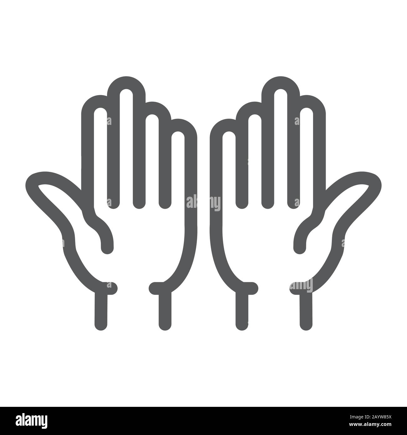 Icône de la ligne de prière islamique, islam et religion, signe des mains de prière, graphiques vectoriels, schéma linéaire sur fond blanc, eps 10. Illustration de Vecteur