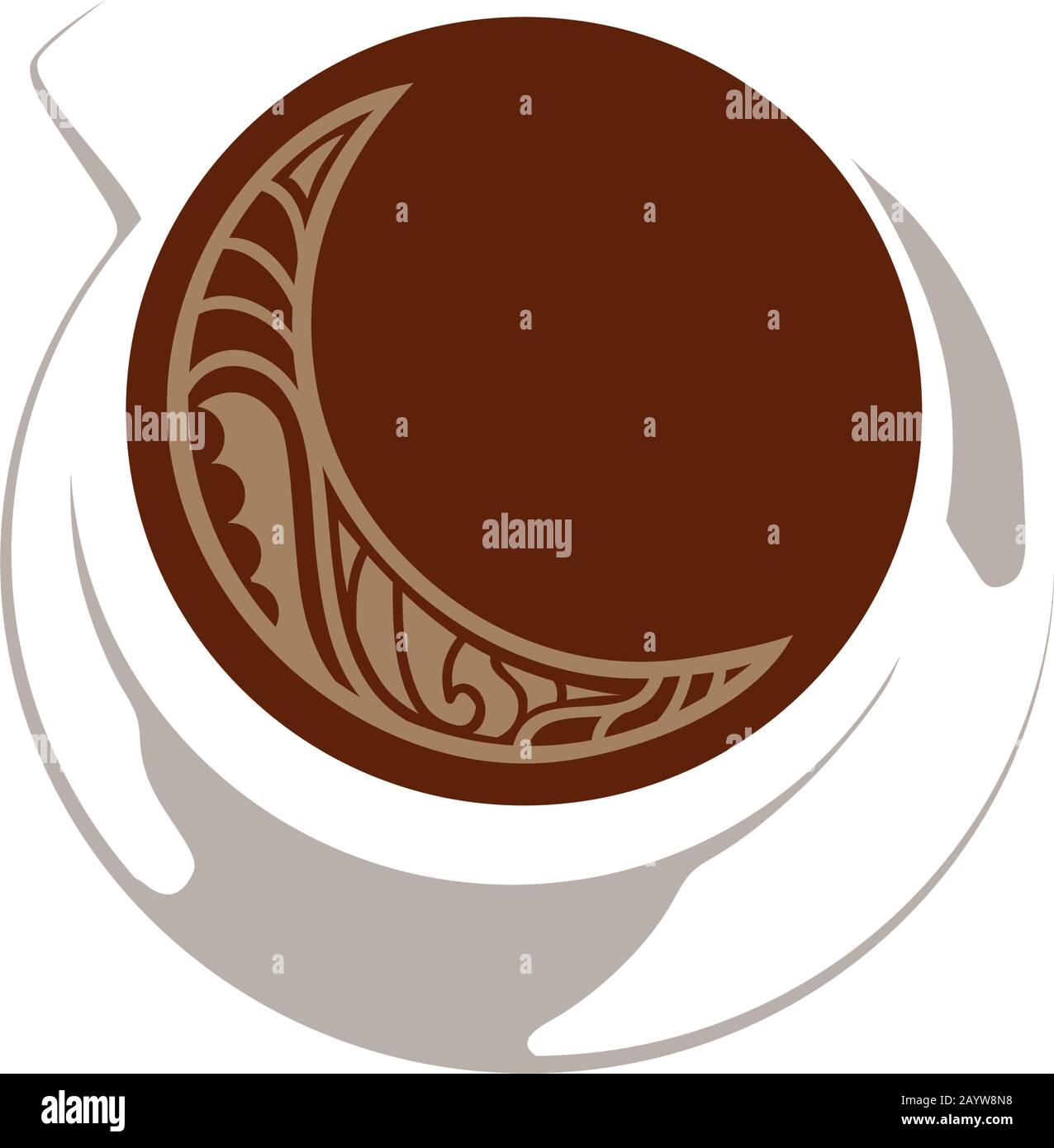 lune de croissant décorative à l'intérieur d'une tasse de café Illustration de Vecteur