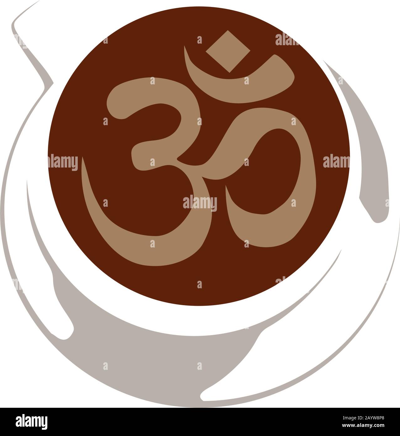 Symbole OM à l'intérieur de la tasse de café Illustration de Vecteur