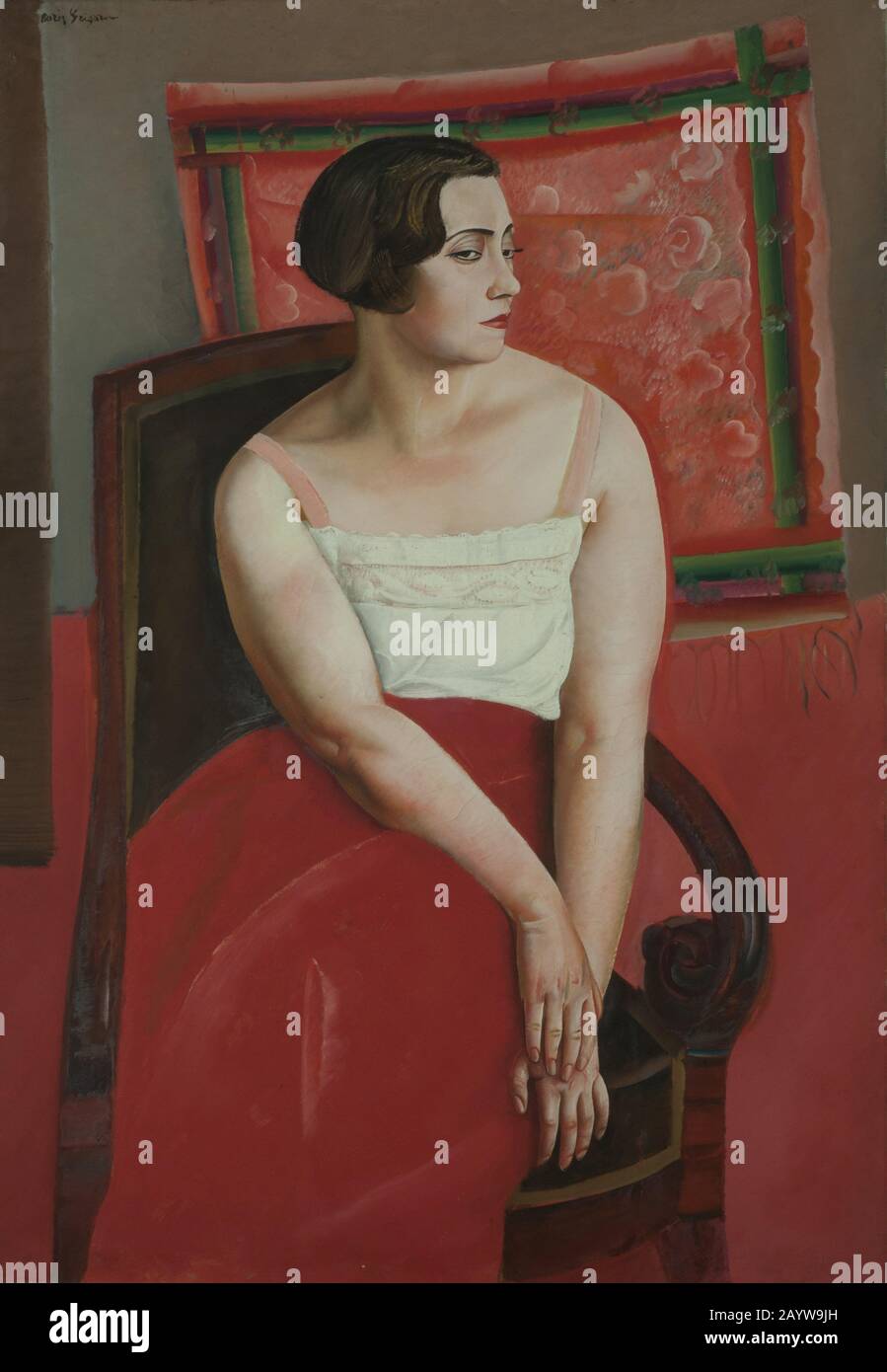 Portrait d'une jeune femme. Musée : Museo Nacional De Bellas Artes De Buenos Aires. Auteur: Boris Dmitryevitch Grigoriev. Banque D'Images