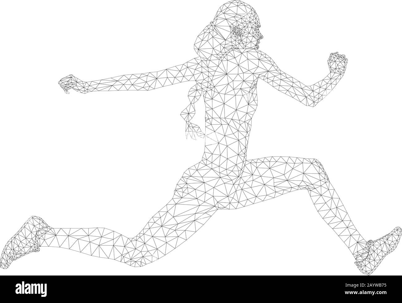 pull féminin athlète dans un vecteur filaire à triple saut polygonal Illustration de Vecteur