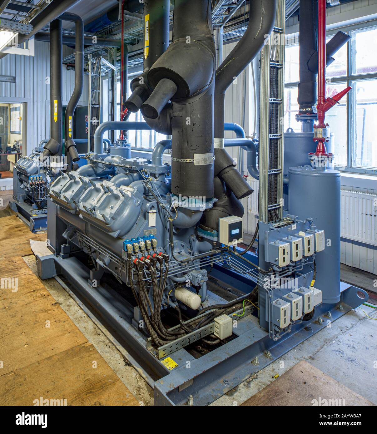 Compresseur à piston avec intervalles d'entretien à commande électronique.  Équipement de réfrigération industrielle. Industrie alimentaire Photo Stock  - Alamy