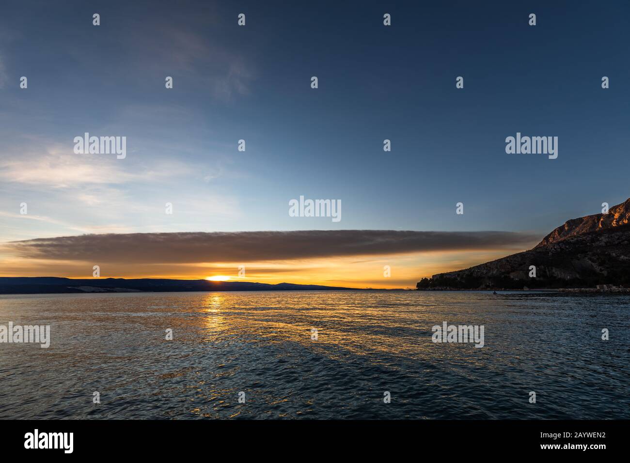 Coucher De Soleil En Dalmatie, Croatie Banque D'Images