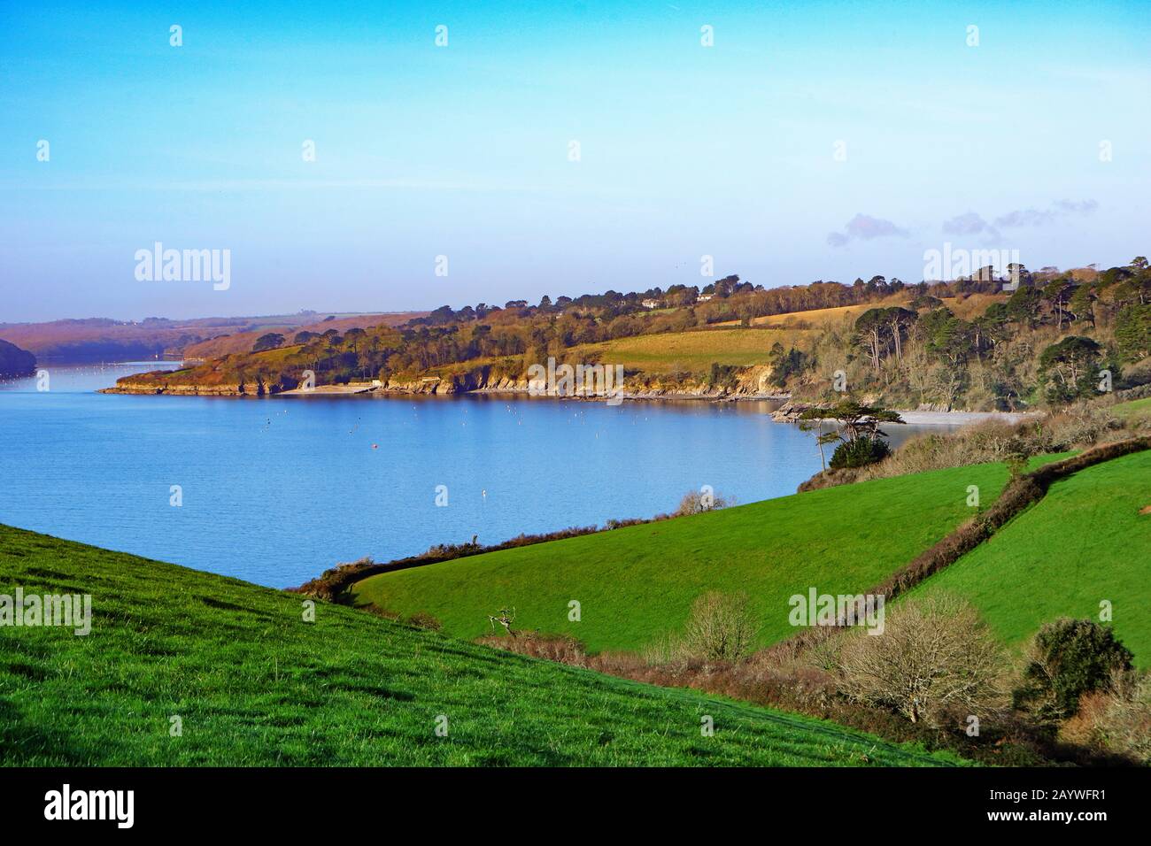 vue sur la rivière helford depuis mawnan smith à cornwall, angleterre, royaume-uni. Banque D'Images vue sur la rivière helford depuis mawnan smith à cornwall, angleterre, royaume-uni. Banque D'Images