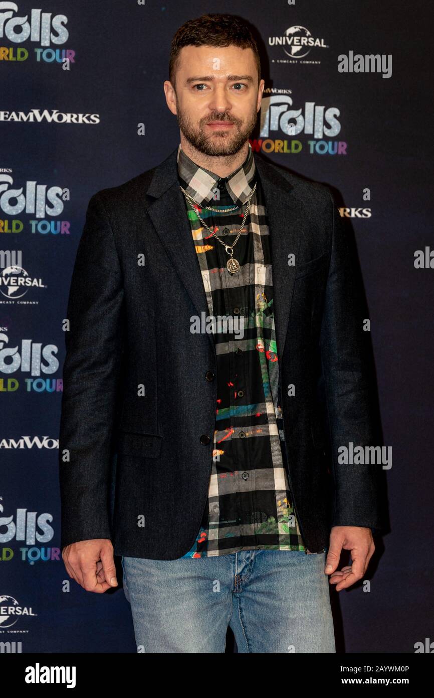 Berlin, Allemagne. 17 février 2020. 17.02.2020, Justin Timberlake au photocaleux pour le film Tour du monde de Trolls à l'hôtel Waldorf Astoria de Berlin. Le nouveau film d'animation de DreamWorks animation, distribué par Universal Pictures International Germany, sera lancé dans tout le pays le 23 avril 2020 dans les cinémas allemands. | utilisation dans le monde crédit: DPA Picture Alliance/Alay Live News Banque D'Images