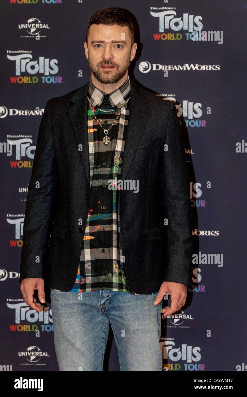 Berlin, Allemagne. 17 février 2020. 17.02.2020, Justin Timberlake au photocaleux pour le film Tour du monde de Trolls à l'hôtel Waldorf Astoria de Berlin. Le nouveau film d'animation de DreamWorks animation, distribué par Universal Pictures International Germany, sera lancé dans tout le pays le 23 avril 2020 dans les cinémas allemands. | utilisation dans le monde crédit: DPA Picture Alliance/Alay Live News Banque D'Images