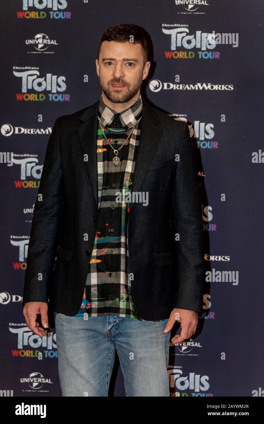Berlin, Allemagne. 17 février 2020. 17.02.2020, Justin Timberlake au photocaleux pour le film Tour du monde de Trolls à l'hôtel Waldorf Astoria de Berlin. Le nouveau film d'animation de DreamWorks animation, distribué par Universal Pictures International Germany, sera lancé dans tout le pays le 23 avril 2020 dans les cinémas allemands. | utilisation dans le monde crédit: DPA Picture Alliance/Alay Live News Banque D'Images