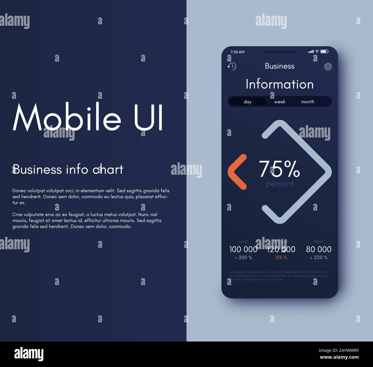 Interface infographie des applications mobiles. Conception de l'interface utilisateur, illustration vectorielle. Infographies pour les applications Web et mobiles Illustration de Vecteur