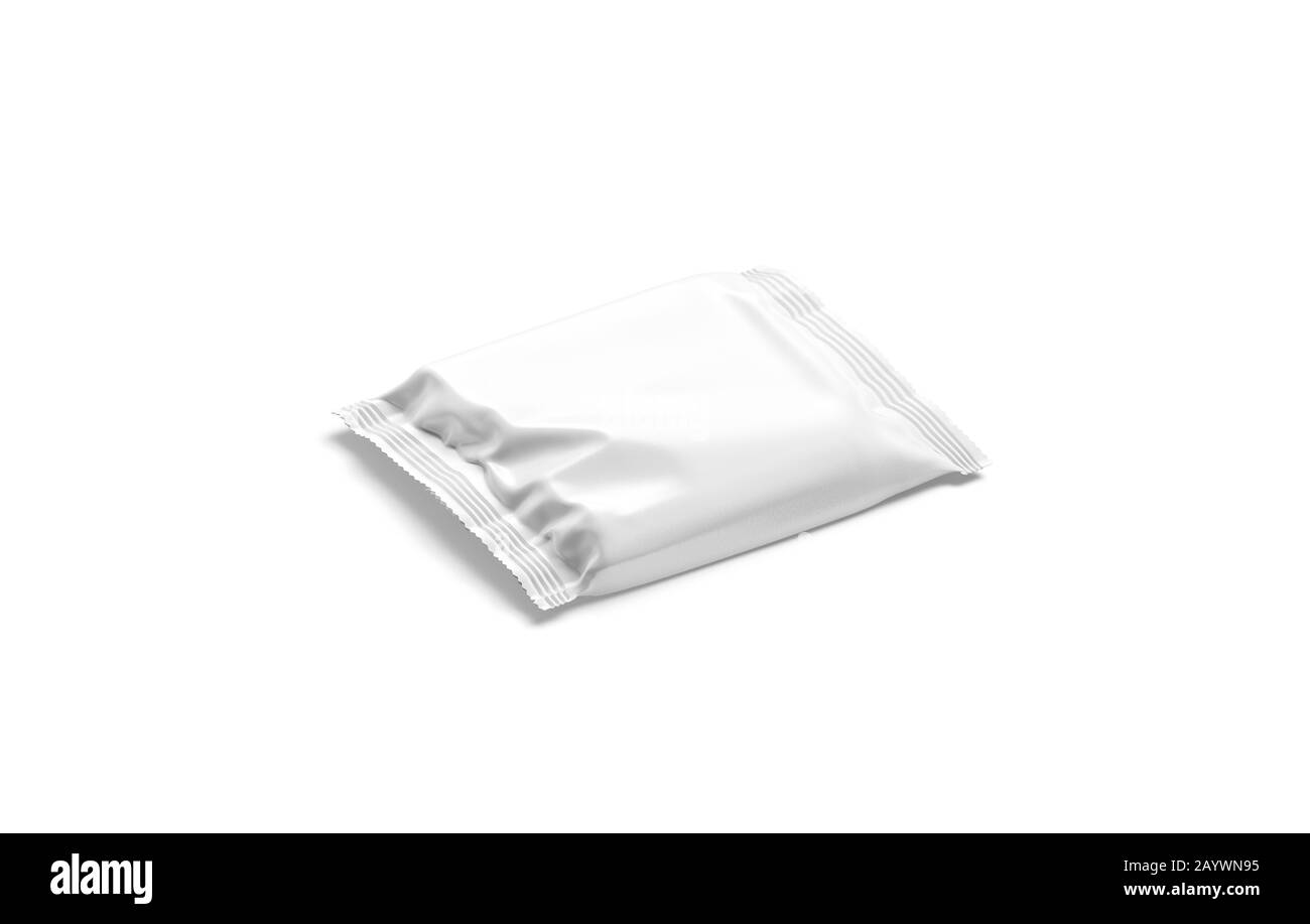 Maquette de papier d'emballage blanc blanc carré en forme de barre de chocolat, isolée Banque D'Images