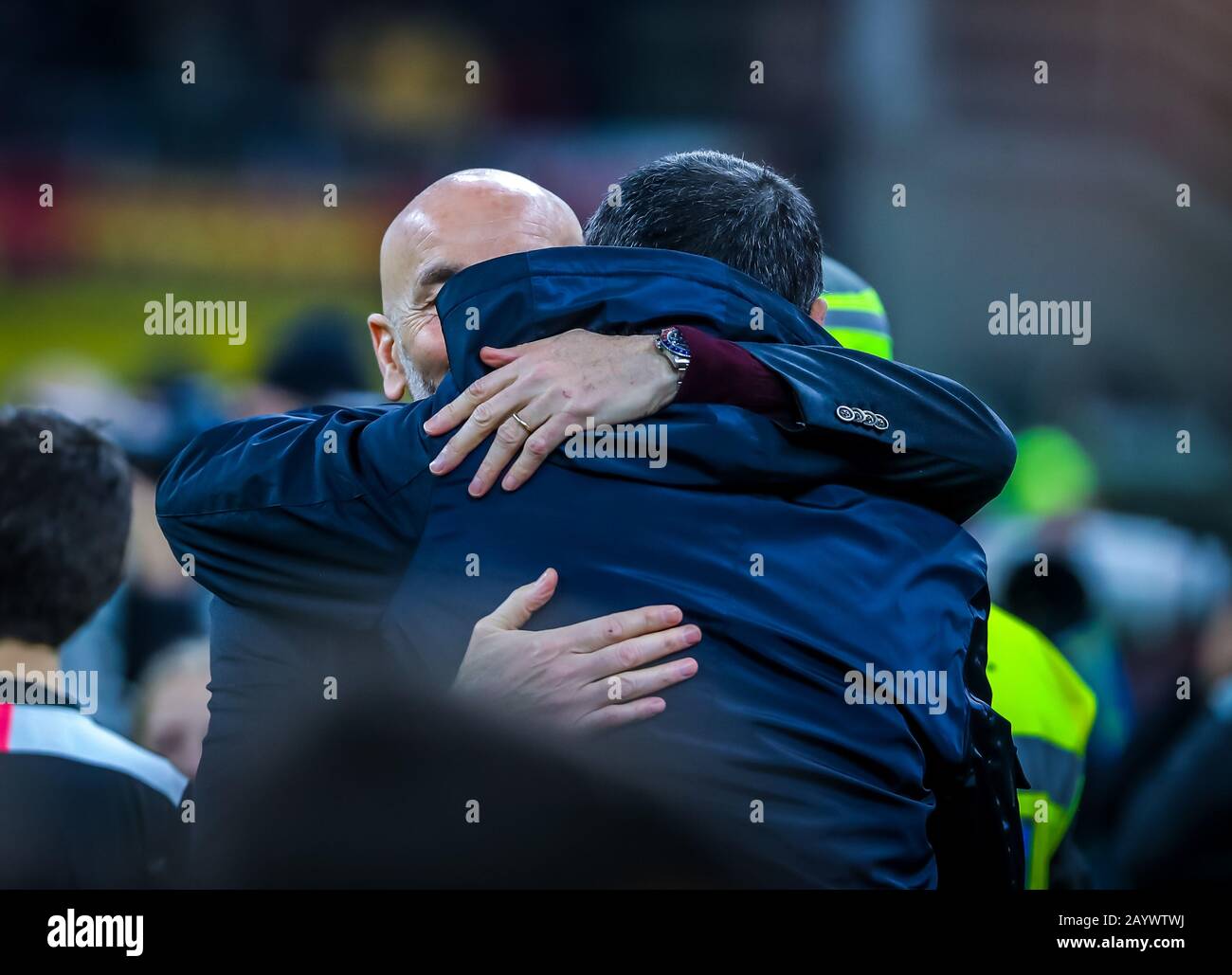 Entraîneur en chef de l'ac milan stefano pioli et entraîneur en chef de juventus maurizio sarri pendant le match de l'AC milan contre juventus Italie 2019/20 entre ac milan et juventus au TH Banque D'Images