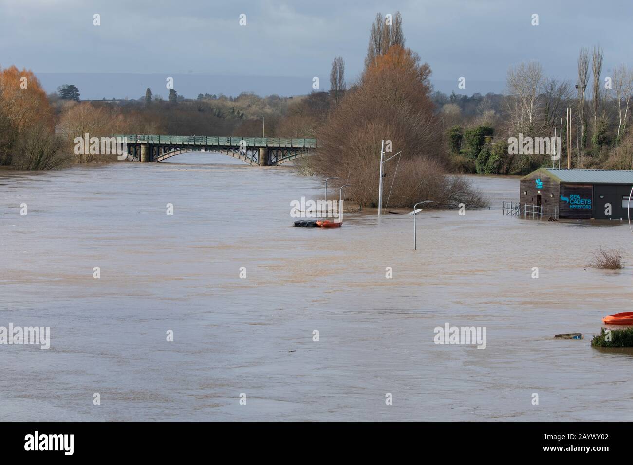 River Wye inondations après la tempête Dennis, Royaume-Uni Banque D'Images