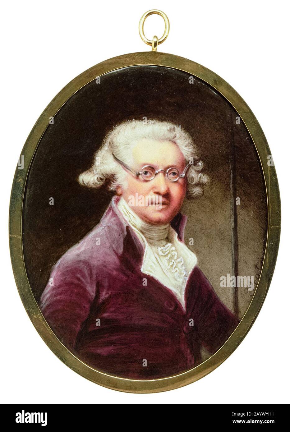 Sir Joshua Reynolds (1723-1792), portrait miniature de Thomas Peat, 1792 Banque D'Images