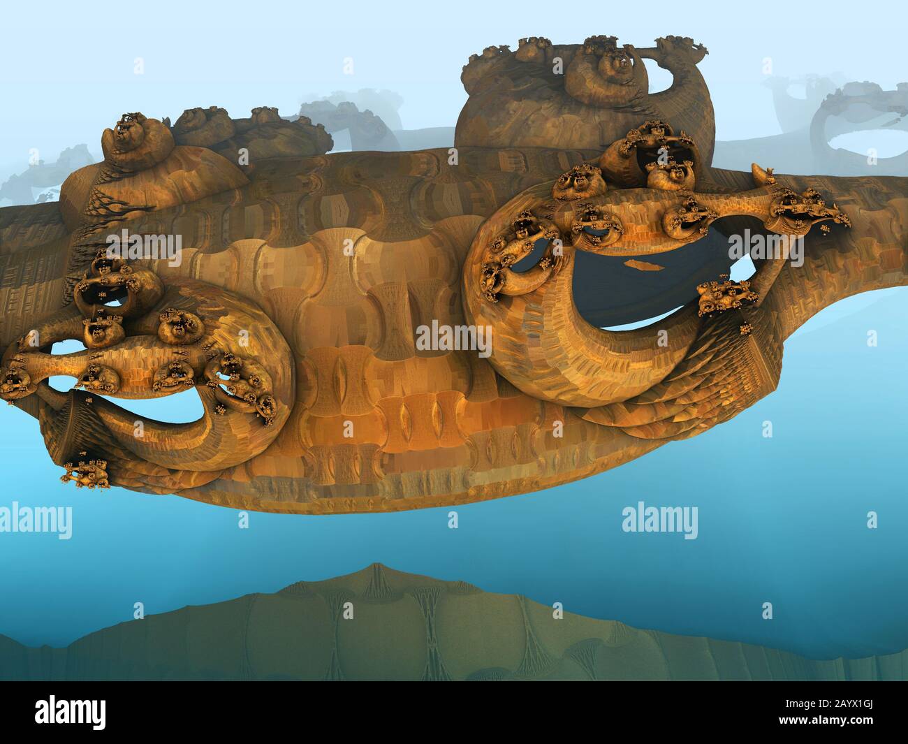 Paysage virtuel rendu par ordinateur pour le design créatif Banque D'Images