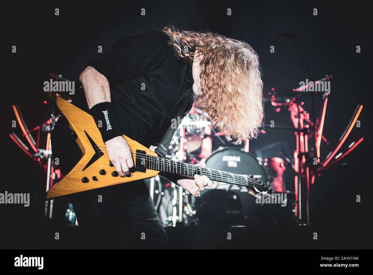 Alcatraz, MILANO, ITALIE - 2020/02/16: Dave Mustaine, du groupe américain Megadeth, se rend en direct au club d'Alcatraz à Milan pour l'inauguration du cinq Finger Death Punch (5 FDP) Banque D'Images