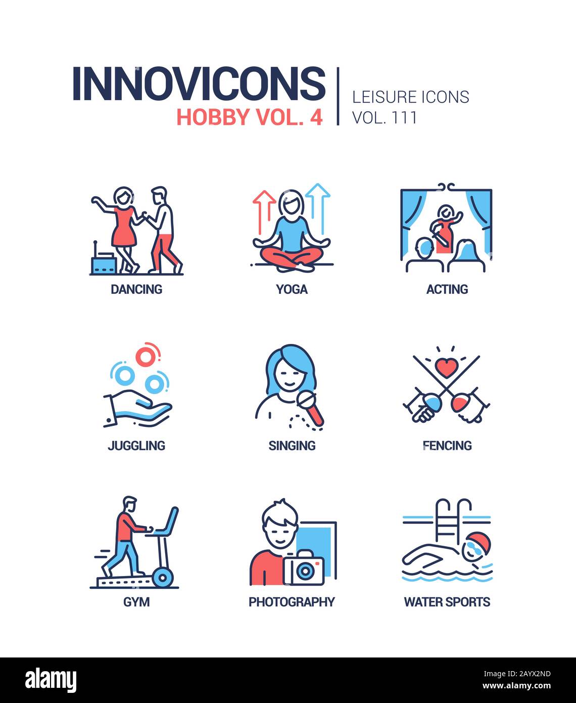 Passe-temps et activités - ligne style design icons set Illustration de Vecteur