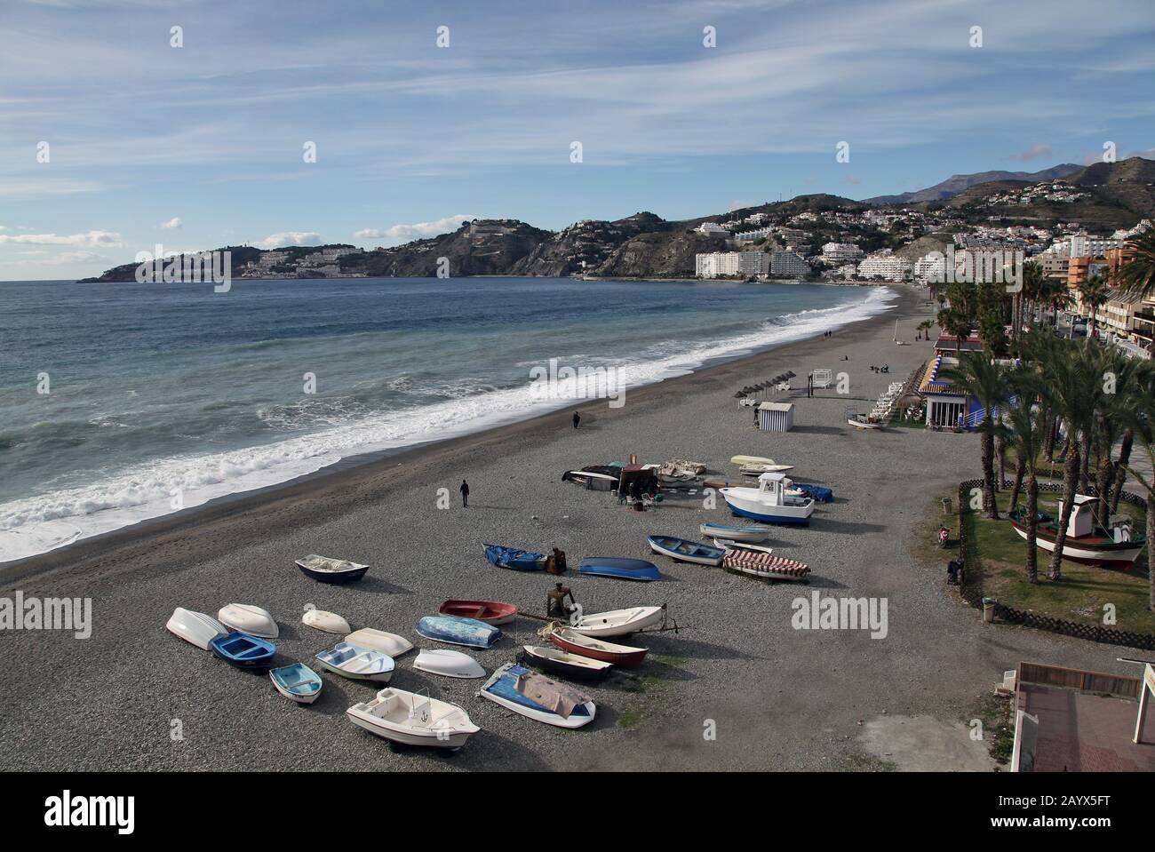 Almunecar, en Andalousie Espagne, avec des hivers ensoleillés et chauds.Beaucoup de personnes plus âgées passer l'hiver ici. Banque D'Images