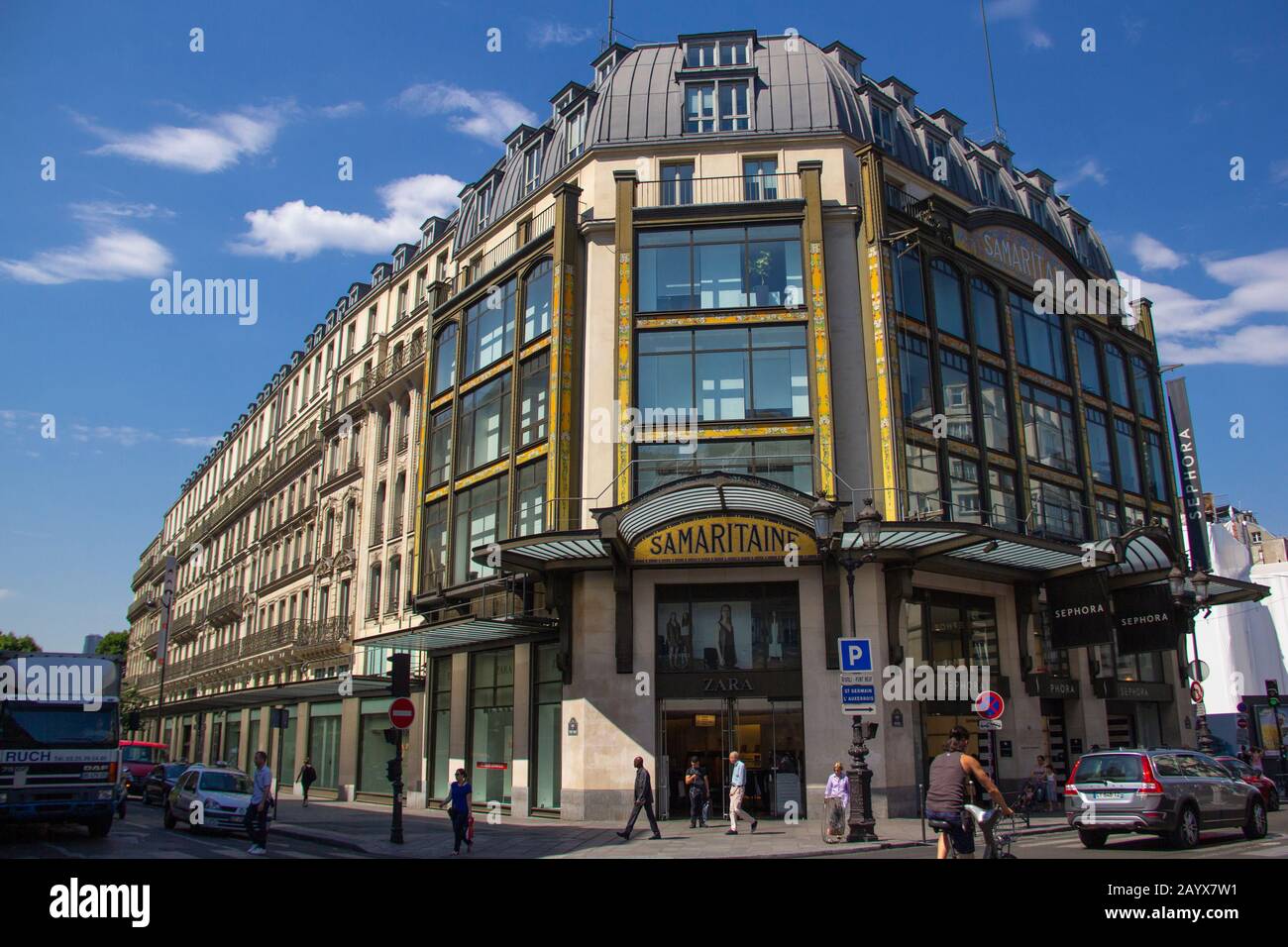 Signe Samaritaine sur l'entrée du magasin de Paris Banque D'Images
