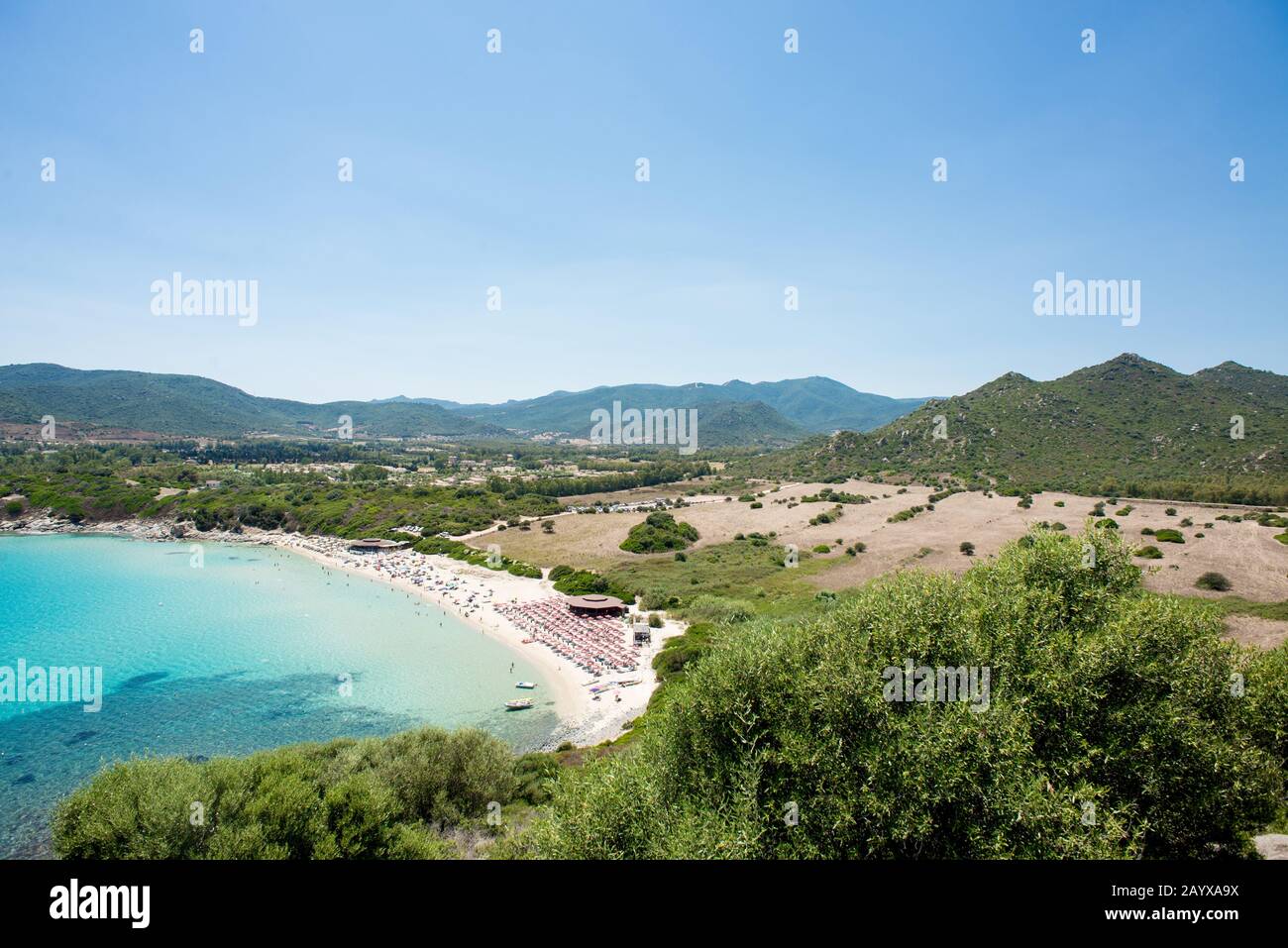 Sardaigne. Italie. Plages De Cala Monte Turno Et San Pietro. Vue Aérienne Depuis La Montagne Monte Turno. Banque D'Images
