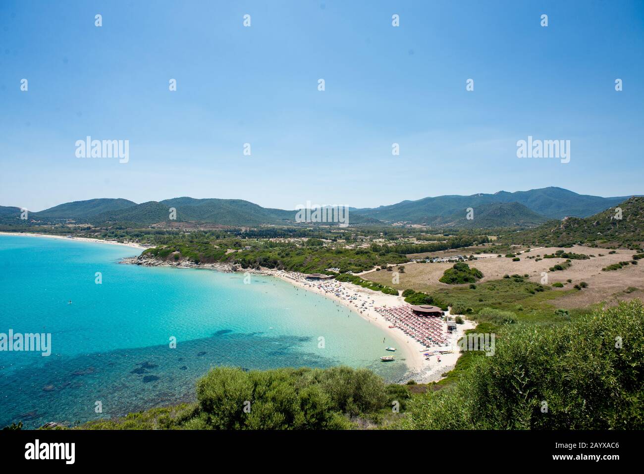 Sardaigne. Italie. Plages De Cala Monte Turno Et San Pietro. Vue Aérienne Depuis La Montagne Monte Turno. Banque D'Images