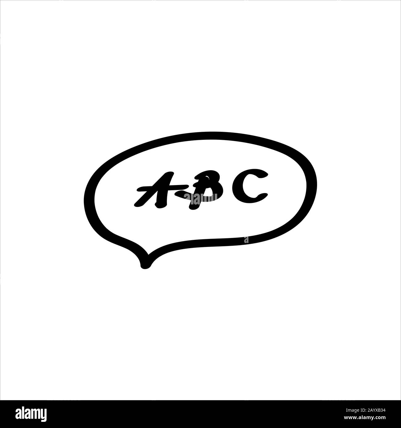 Icône avec lettres ABC pour la section langues. Le dessin de gribouille noir peut être utilisé dans les cartes de vœux, les affiches, les dépliants, les bannières, les logos, le web design, CV etc. Illustration vectorielle. EPS10 Illustration de Vecteur