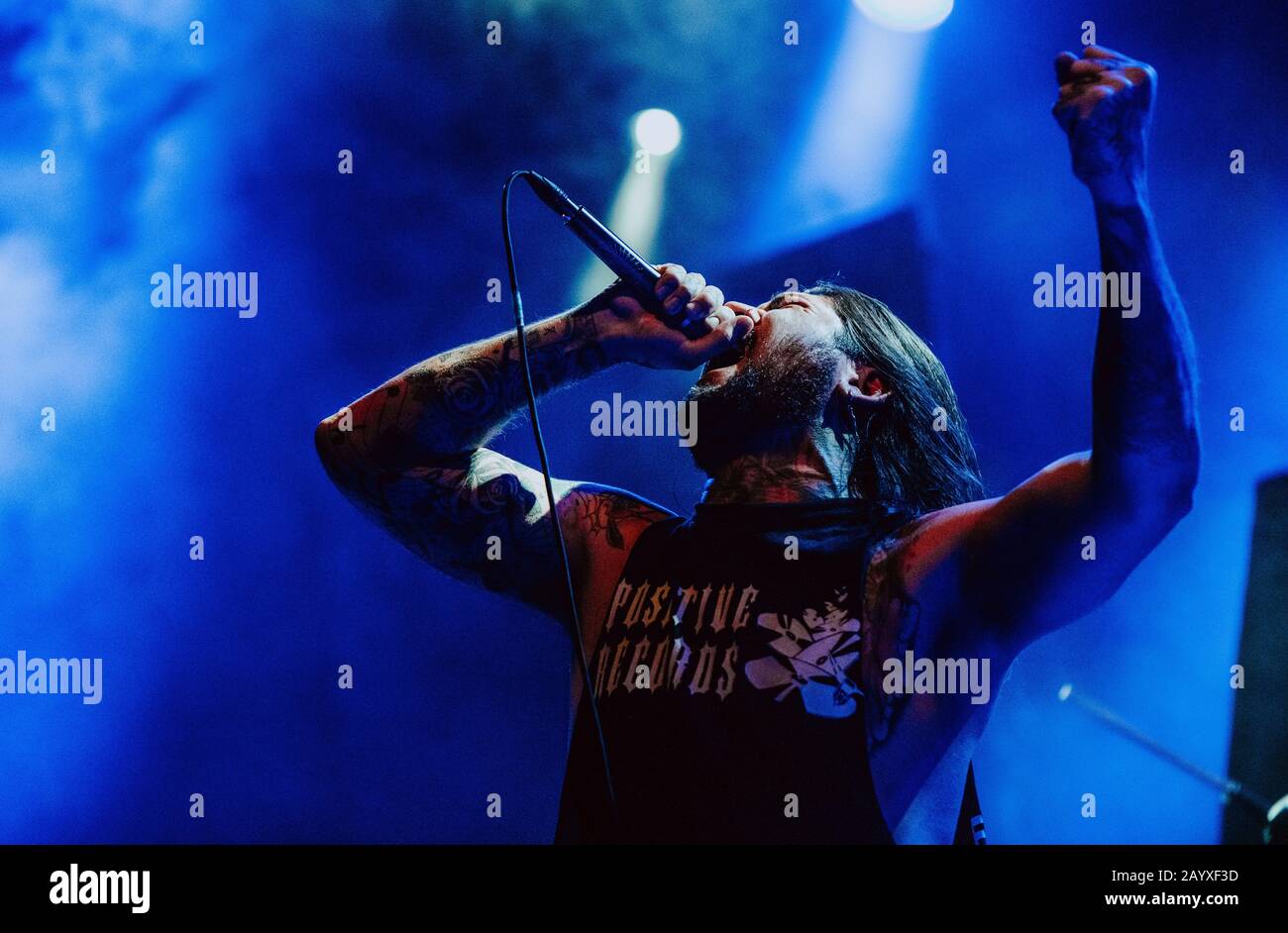 Copenhague, Danemark. 16 février 2020. Le groupe américain deathcore Fit for an Autopsy réalise un concert en direct à Amager Bio à Copenhague. Ici, le chanteur Joe Badolato est vu en direct sur scène. (Crédit Photo: Gonzales Photo - Nikolaj Bransholm). Banque D'Images