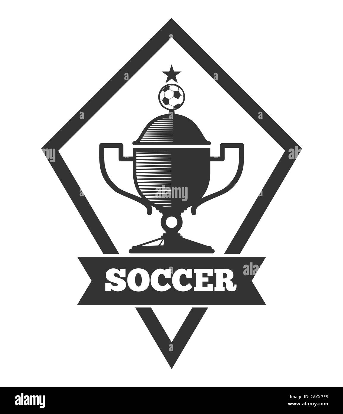 Modèle de logo de football vectoriel, emblème en noir isolé sur blanc. Illustration du logo de la tasse de football Illustration de Vecteur
