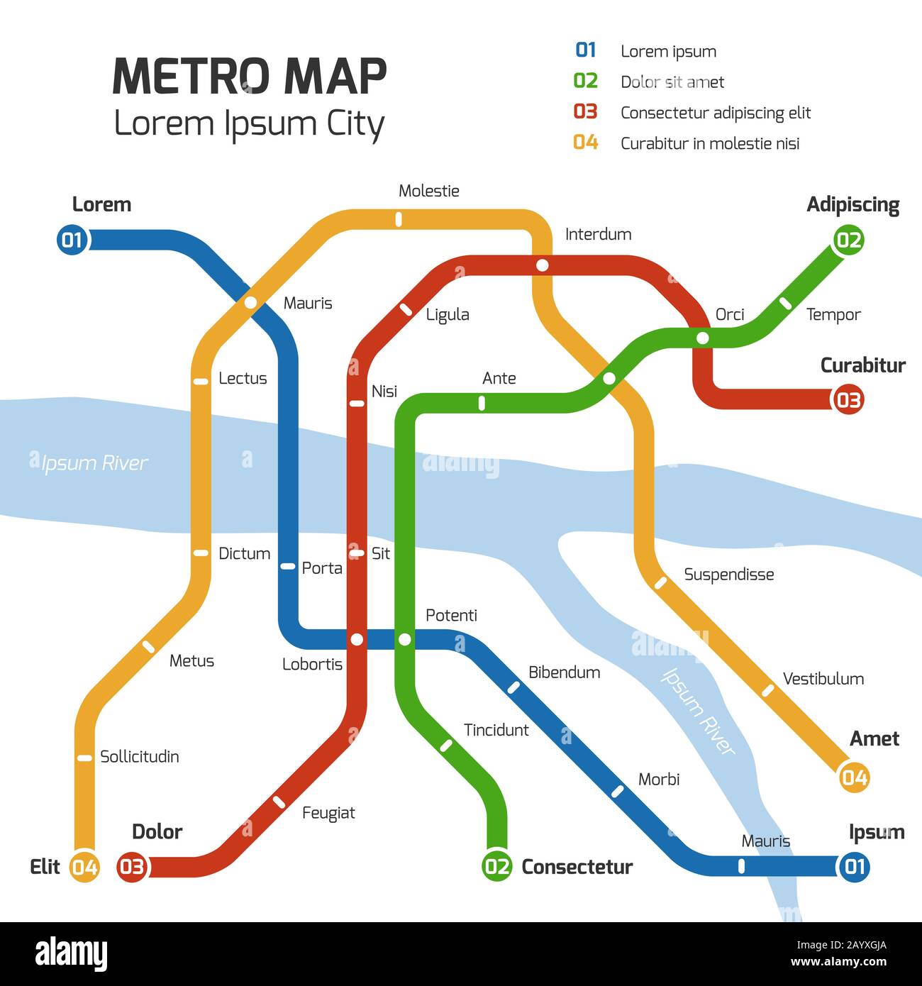 Carte du métro. Concept de transport vectoriel. Plan carte station de métro et métro ferroviaire souterrain illustration Illustration de Vecteur