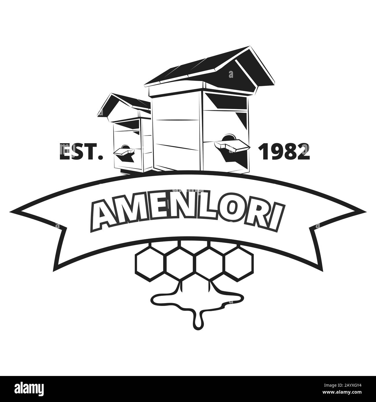 Gardien rétro, étiquette à vecteur de miel, badge, emblème, logo en noir. Panneau ou symbole isolé pour l'illustration de la ferme Illustration de Vecteur