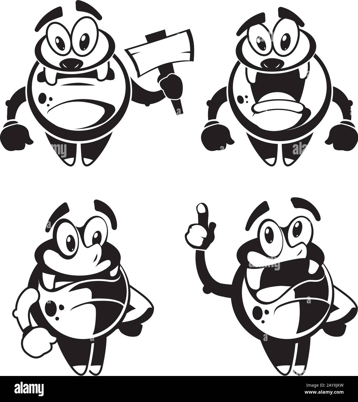 Drôle mignon petit noir original monstre vecteur. Le personnage heureux amical avec l'illustration du visage de joie Illustration de Vecteur