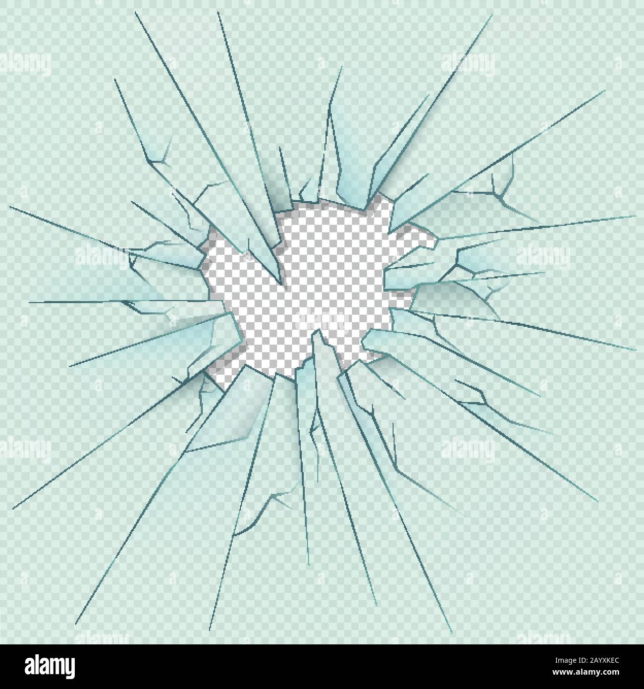 Verre transparent cassé sur fond de plaid à damier. Illustration du stock vectoriel. Modèle de trou de destruction de verre transparent cassé ou de vitre Illustration de Vecteur