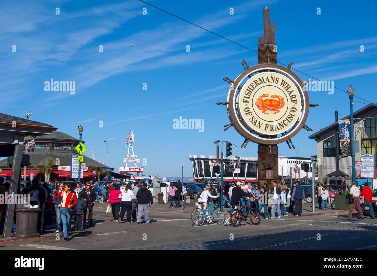 Le Fisherman's Wharf et connectez-vous à San Francisco, Californie, États-Unis. Banque D'Images