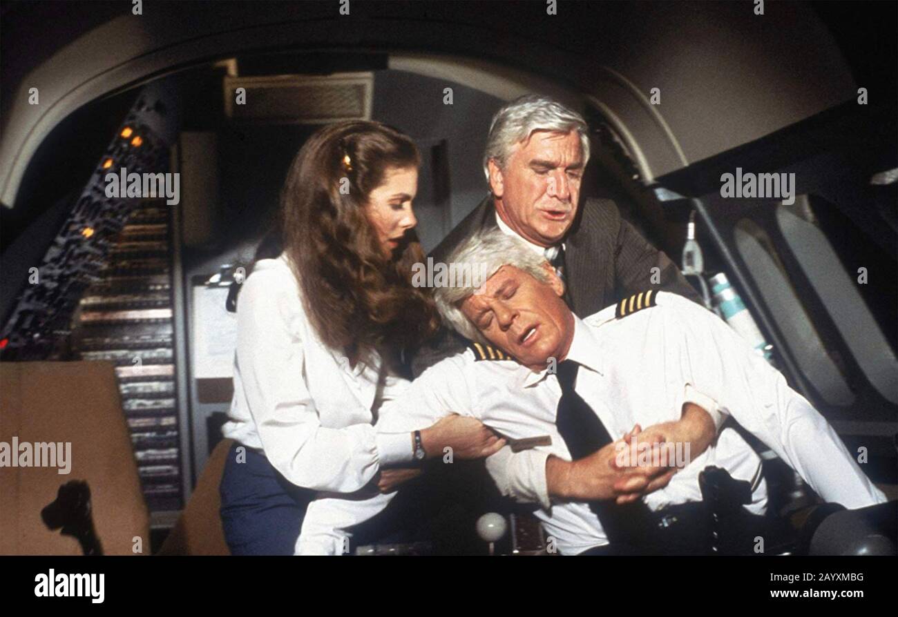 AVION ! 1980 Paramount Photos film de gauche: Julie Hagerty, Peter Graves, Leslie Nielsen Banque D'Images