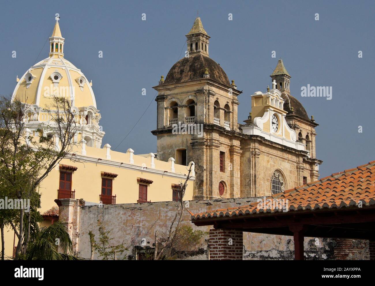 Iglesia de San Pedro Claver dans la vieille ville (ville fortifiée) de Carthagène, Colombie Banque D'Images