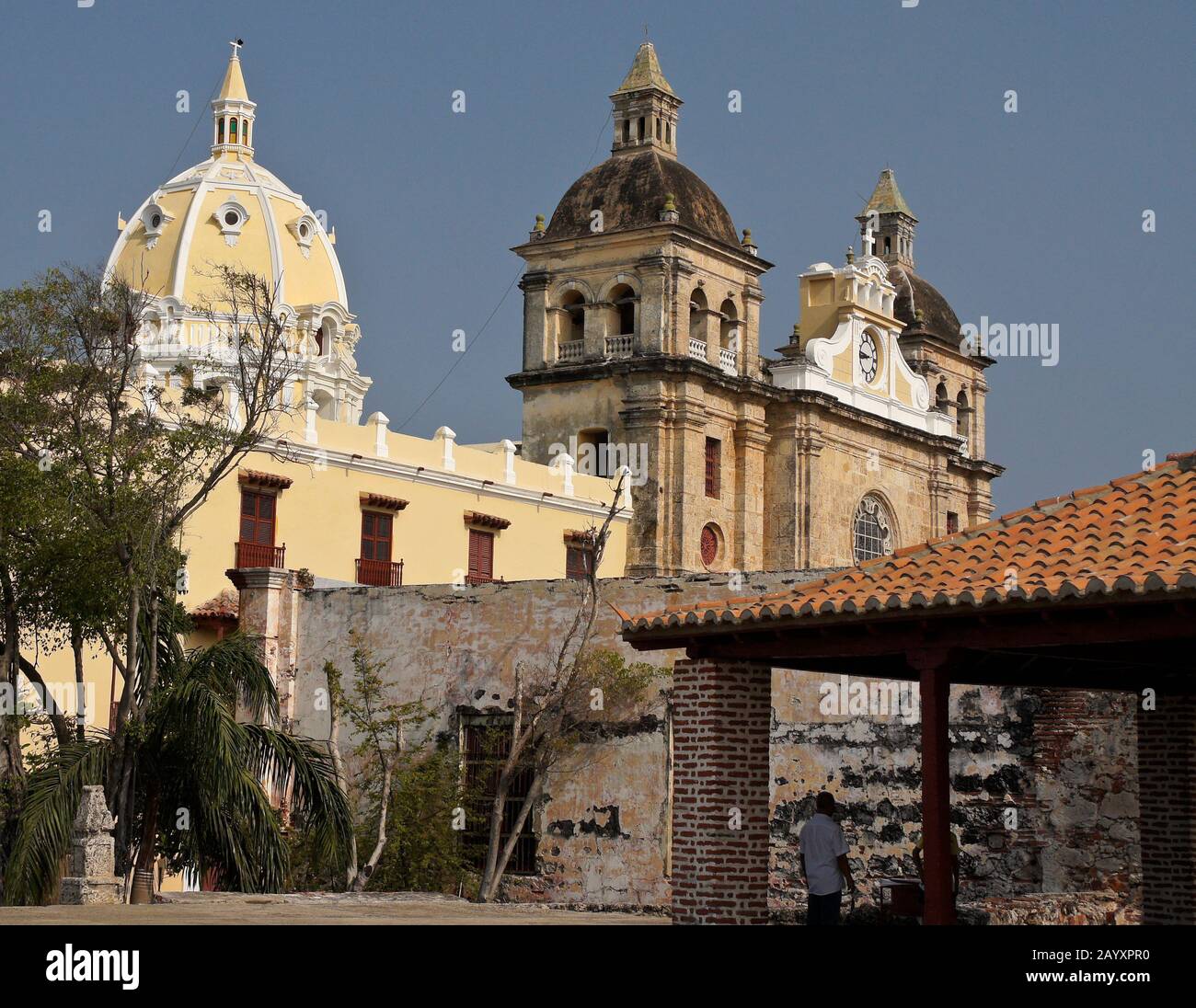 Iglesia de San Pedro Claver dans la vieille ville (ville fortifiée) de Carthagène, Colombie Banque D'Images