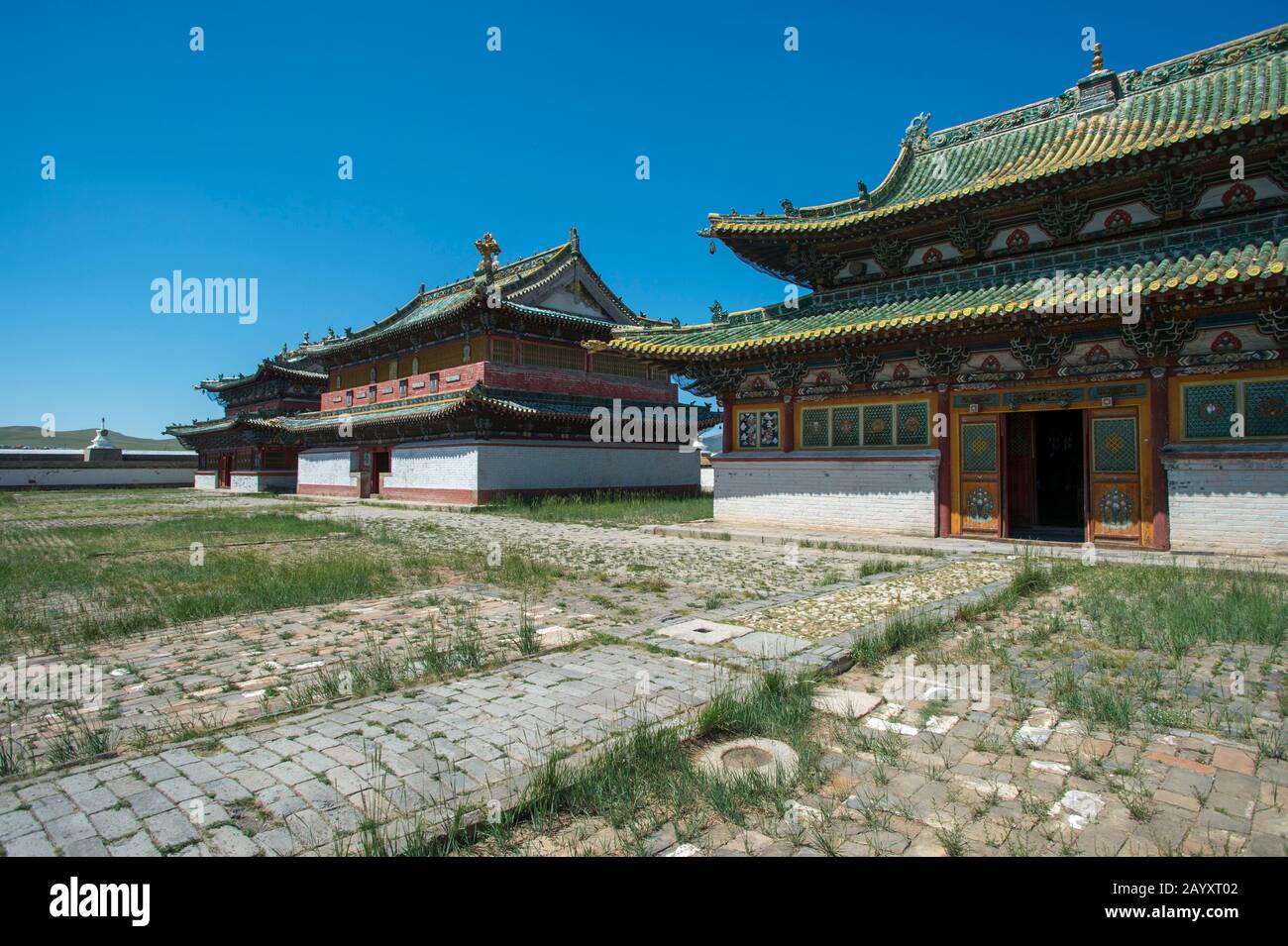 Les temples principaux et orientaux de Zuu, qui font partie du complexe du monastère d'Erdene Zuu à Kharakhorum, en Mongolie, le plus grand monastère de Mongolie, (patrimoine mondial de l'UNESCO) Banque D'Images