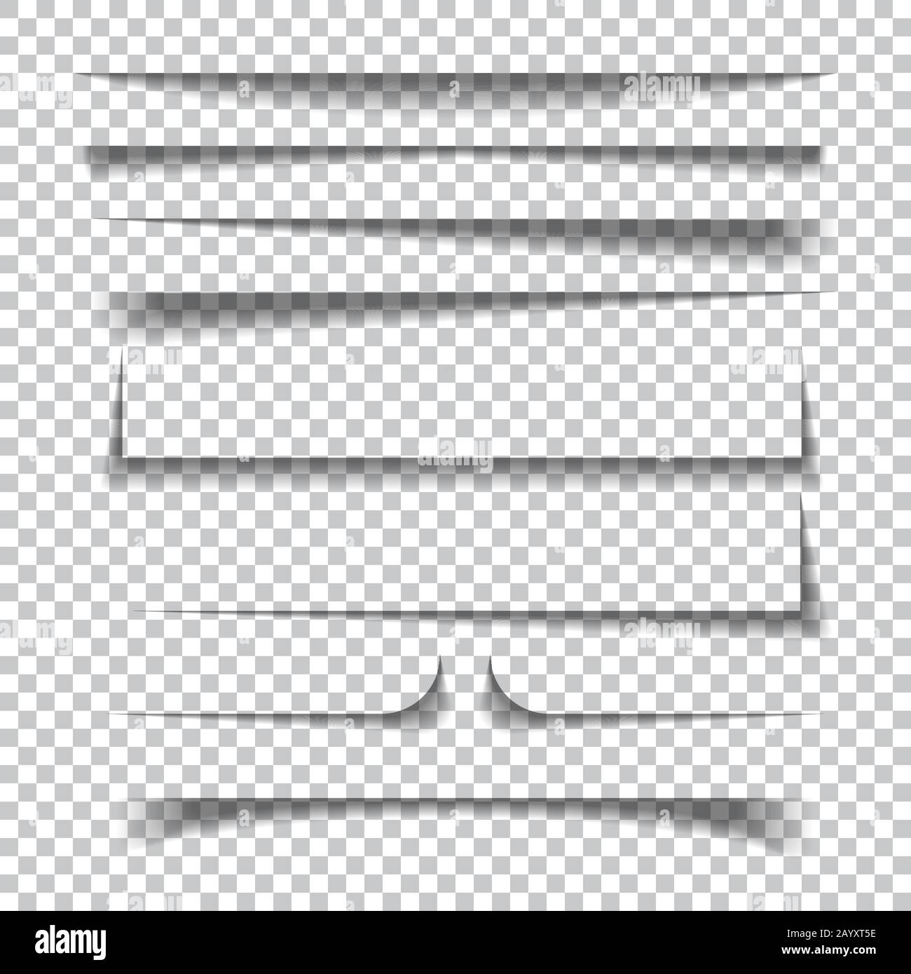 Effets d'ombre sur papier réalistes transparents sur fond à damier. Illustration vectorielle Illustration de Vecteur