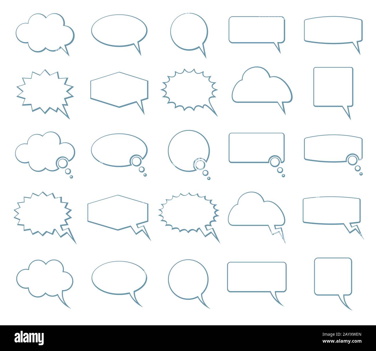Icônes vectorielles de bulles vocales vides. Bulles vides définies pour l'illustration de la communication de messages et de parole Illustration de Vecteur