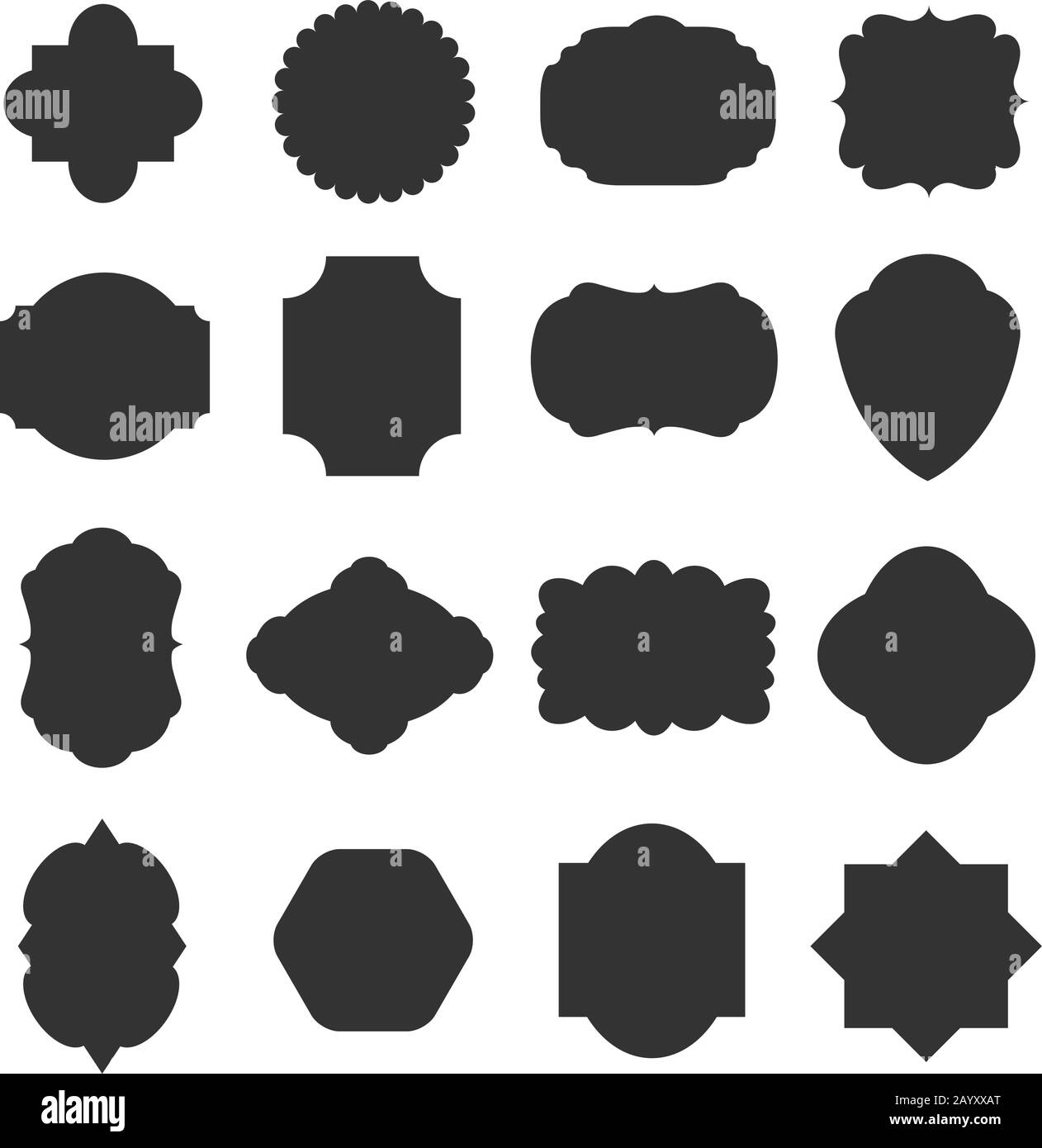 Badges à cadres vierges vintage pour emblèmes et étiquettes. Ensemble de modèles de forme noire pour le logo. Illustration vectorielle Illustration de Vecteur
