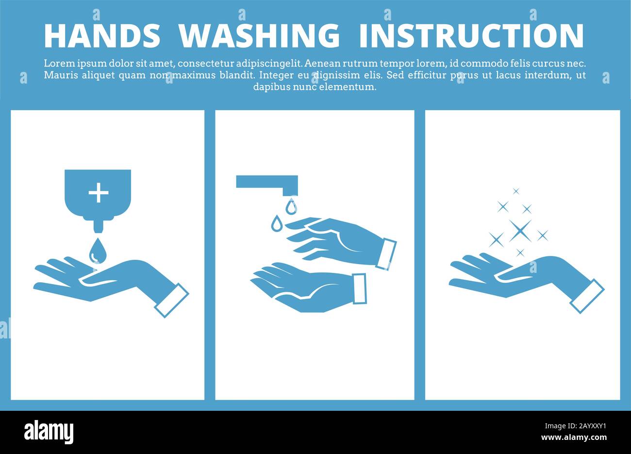 Instructions médicales pour le lavage des mains. Veiller à l'instruction d'hygiène et laver les mains hygiéniques de l'instruction. Illustration vectorielle Illustration de Vecteur