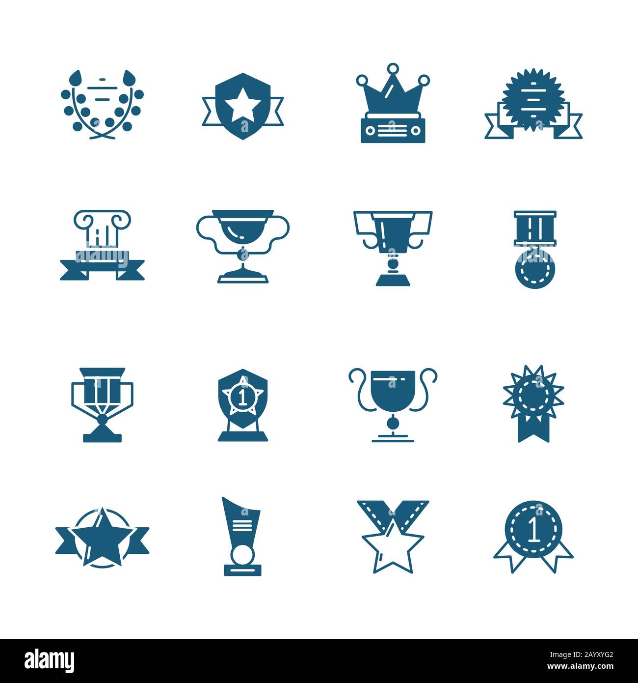 Prix vectoriels, prix et trophées en noir. Illustration de la coupe du prix ou du goblet et de la réussite du prix Illustration de Vecteur