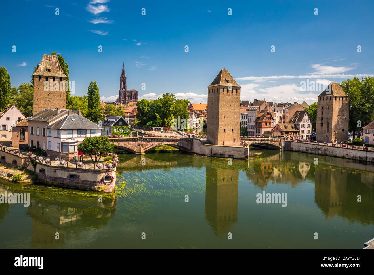 Pont Médiéval Ponts Couverts, Barrage Vauban, Strasbourg, Alsase, France Banque D'Images