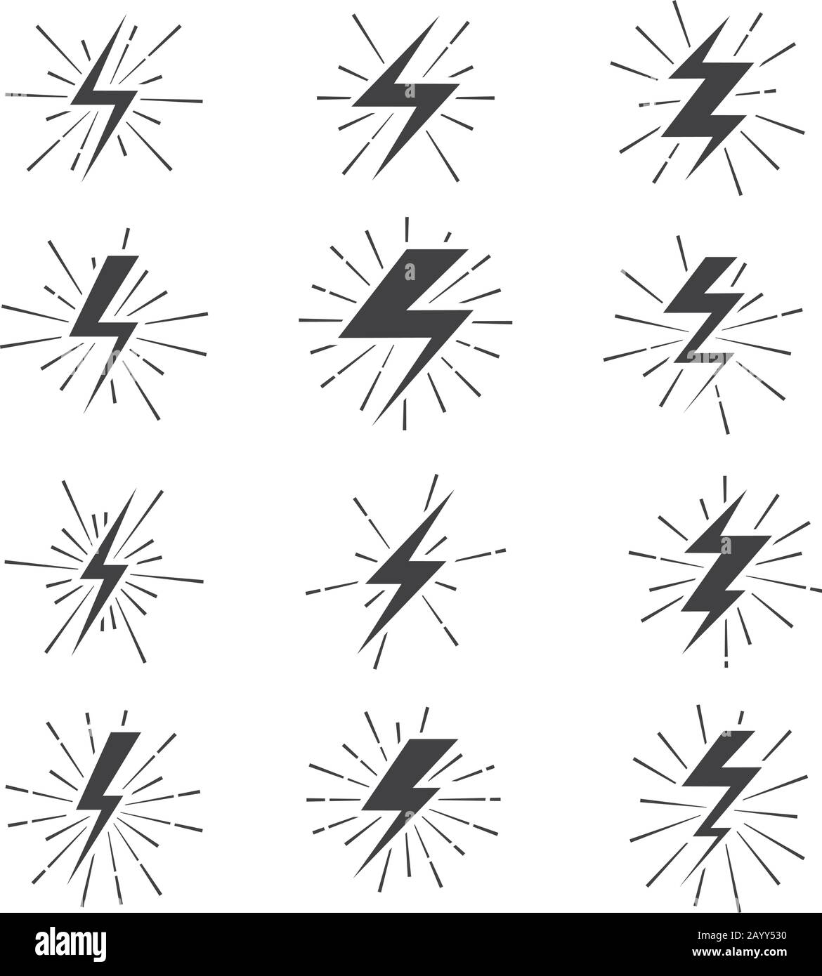 Panneaux rétro éclairs avec effet solaire. Jeu de panneaux d'éclairage et foudre électrique. Illustration vectorielle Illustration de Vecteur