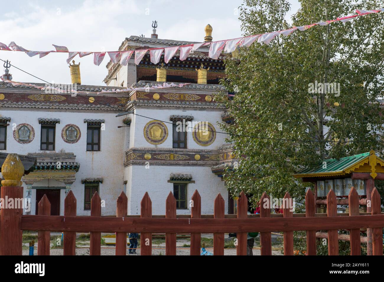 Le temple de Laviran, qui fait partie du monastère d'Erdene Zuu à Kharakhorum (Karakorum), Mongolie, Mongolias le plus grand monastère, (patrimoine mondial de l'UNESCO) Banque D'Images
