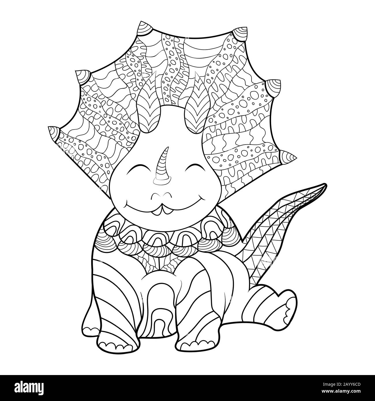 Illustration vectorielle. Couverture de la page de coloriage du dinosaure de dessin animé. Livre de coloriage pour enfants. Illustration de Vecteur