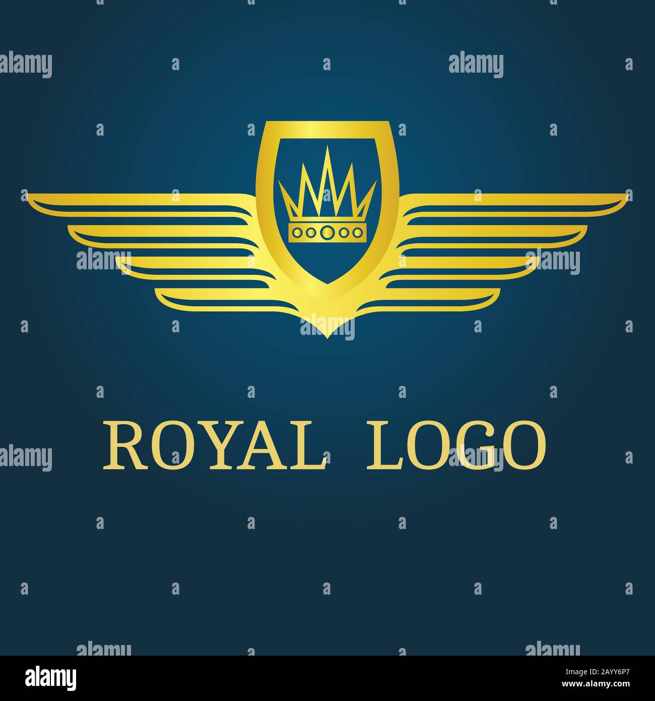 Logo Royal. Couronne avec emblème ailes vecteur Illustration de Vecteur