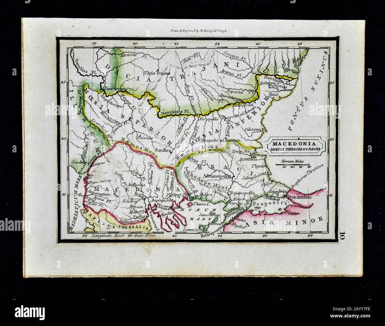 1832 carte Murphy ancienne Macédoine Moesia Thracia et Dacia Grèce Turquie Byzance Balkans Banque D'Images