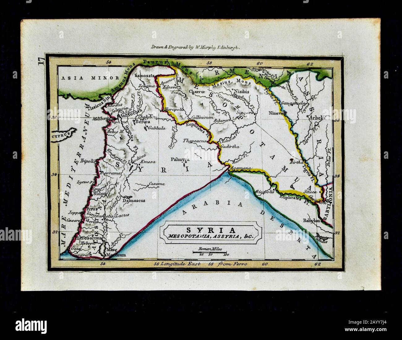 1832 carte Murphy Syrie ancienne Mésopotamie Assyria Babylone Iran Irak Banque D'Images