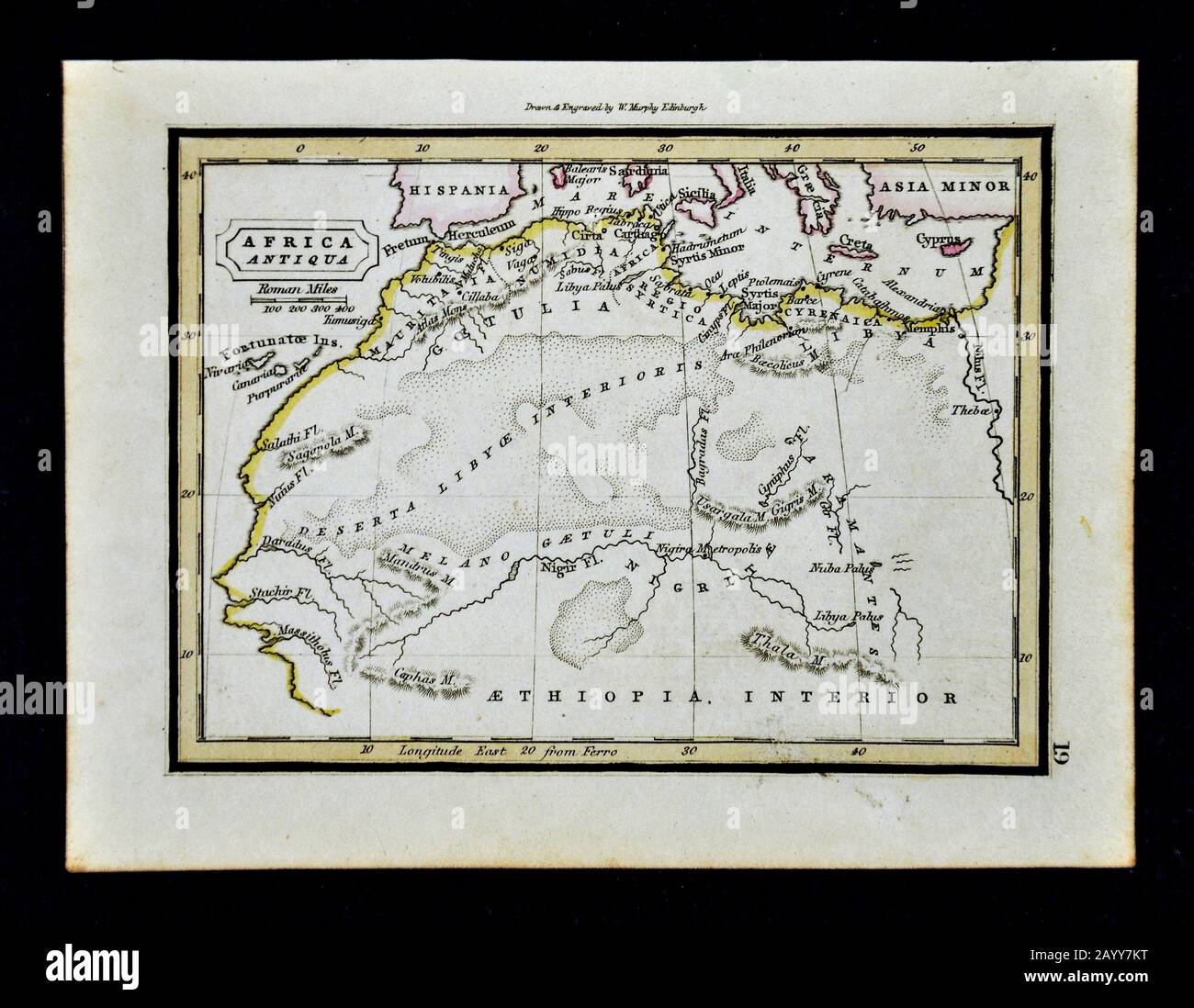 1832 carte Murphy Afrique du Nord antique Mauritanie Numidia Maroc Egypte Sahara désert Banque D'Images